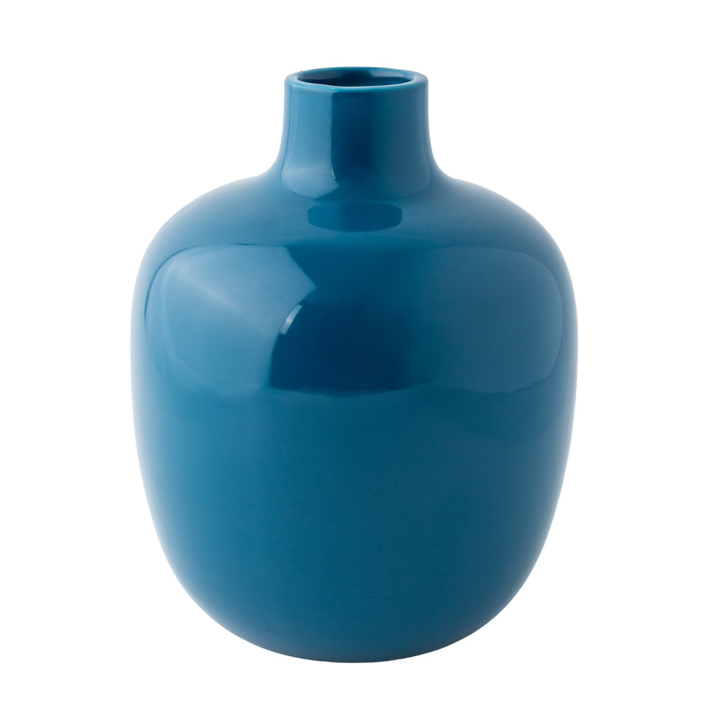 Mainstays Practical Minimalistic Modern Blue Glossy Finish Ceramic Vase, 8"